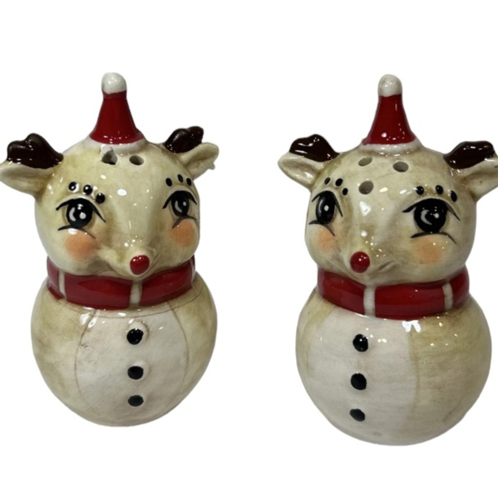 Johanna Parker Reindeer Salt And Pepper Shakers Christmas Decor 4”
